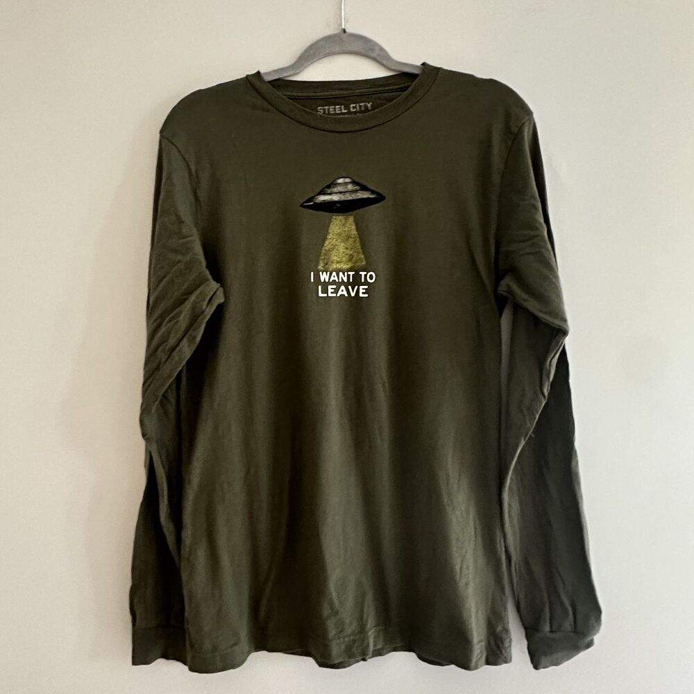Steel City “I Want to Leave” UFO Graphic Long Sleeve Tee – Size M